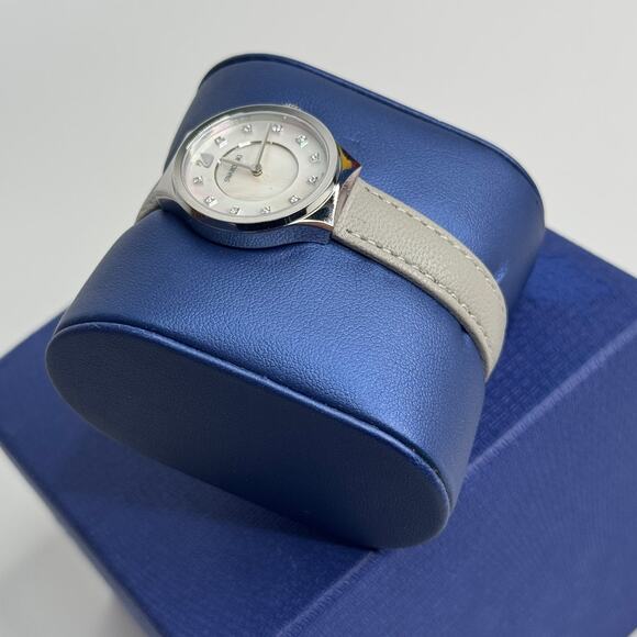 SWAROVSKI GRAY LEATHER MOTHER OF PEARL DIAL WATCH main image 10